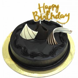 Truffle cake with happy birthday candle